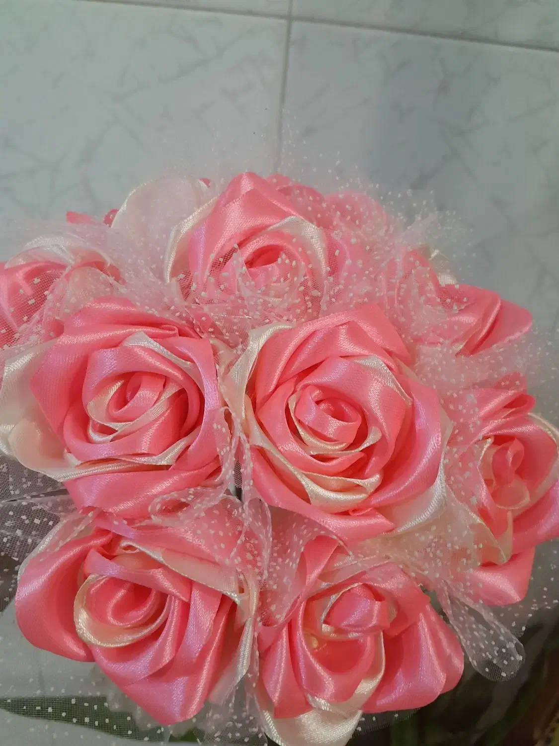 گل رز روبانی|گل مصنوعی|قروه, |دیوار