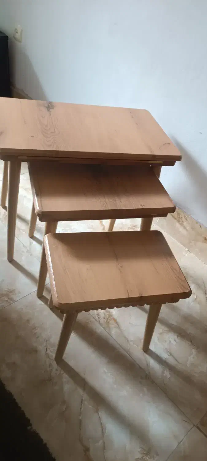 جلو مبلی کشو دار و ۳سایز عسلی فندقی روشن|مبلمان خانگی و میز عسلی|چالوس, |دیوار