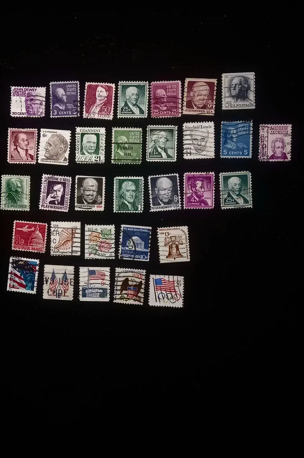 ۳۲ عدد تمبر آمریکایی بدون تکرار|کلکسیون سکه، تمبر، اسکناس|لنجان, |دیوار