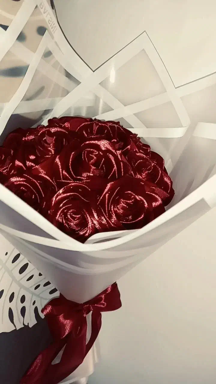 رز روبانی دسته گل باکس گل بوکت تک شاخه|گل مصنوعی|میانه, |دیوار