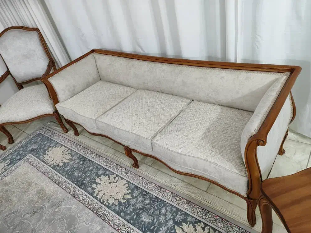 مبل کویین فرانسوی۸نفره بامیز(هنوزاستفاده نکردیم|مبلمان خانگی و میز عسلی|ابریشم, |دیوار