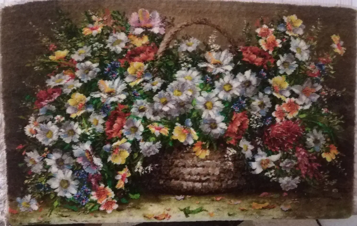 تابلوفرش دستباف سبد گل بابونه|تابلو فرش|کرمانشاه, |دیوار