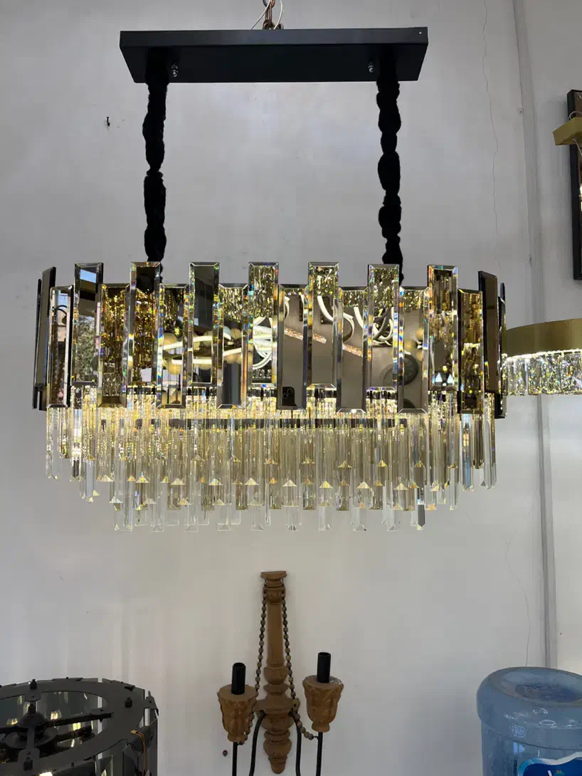 لوستر کریستال رایان شامپاینی مدرن 80×30|لوستر و چراغ آویز|تهران, نیروی هوایی (پیروزی)|دیوار