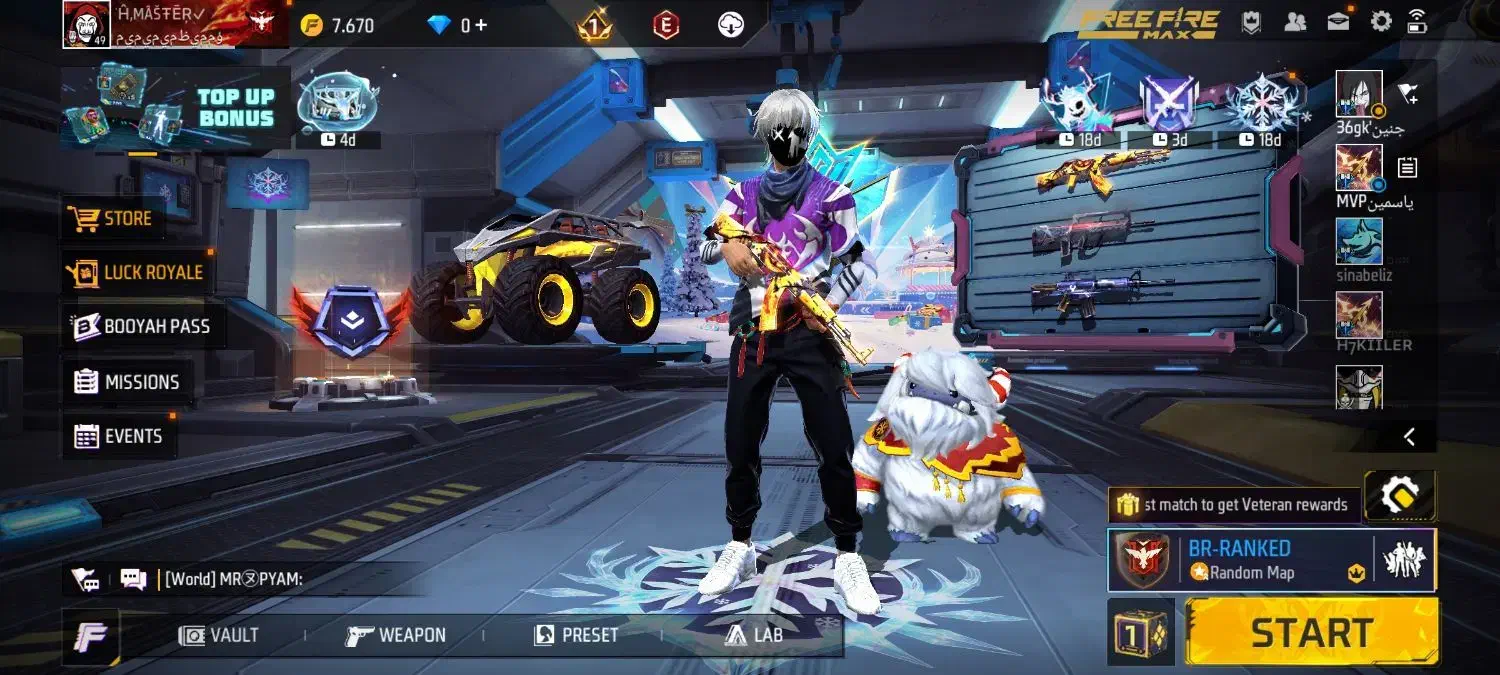 اکانت فری فایر گاد|کنسول، بازی ویدئویی و آنلاین|ملایر, |دیوار