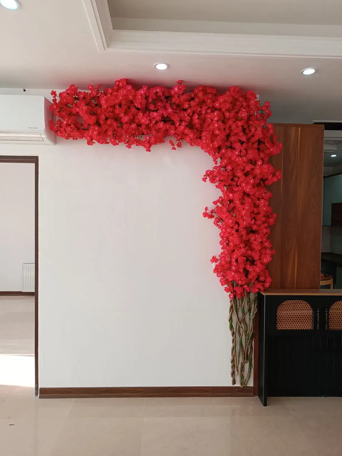 درختچه دیواری شکوفه ال L سرخابی|گل مصنوعی|احمدآبادمستوفی, |دیوار