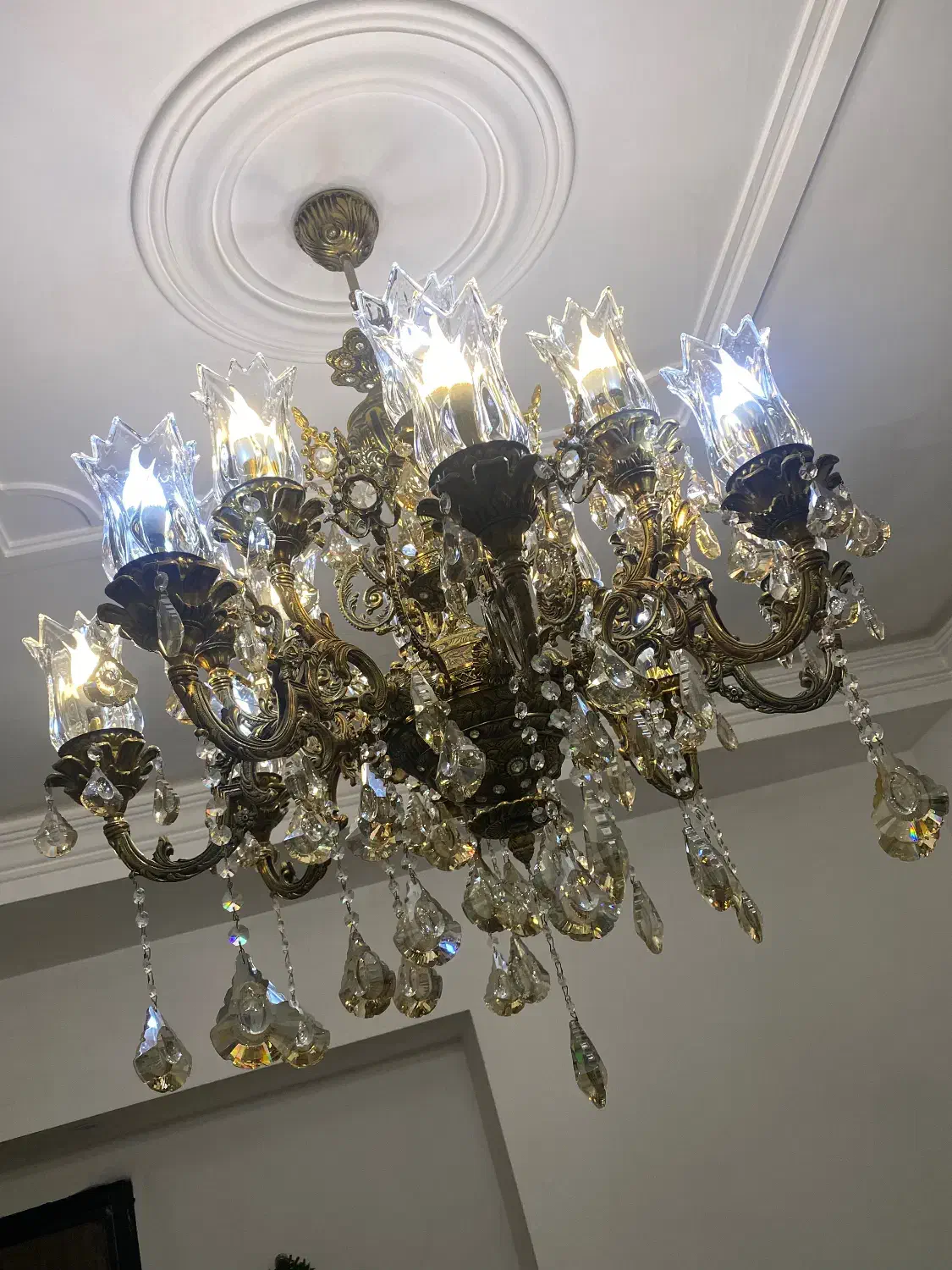 لوستر برنجی ۱۶ شاخه|لوستر و چراغ آویز|تهران, بیسیم|دیوار