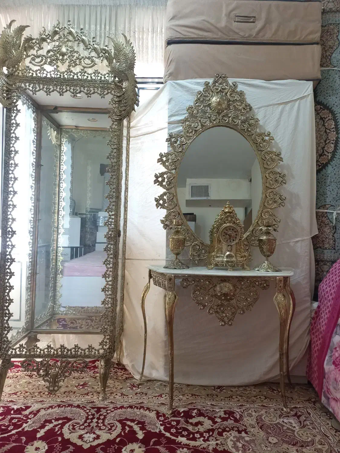 بوفه و آینه شمعدان|بوفه، ویترین، کنسول|رزن, |دیوار