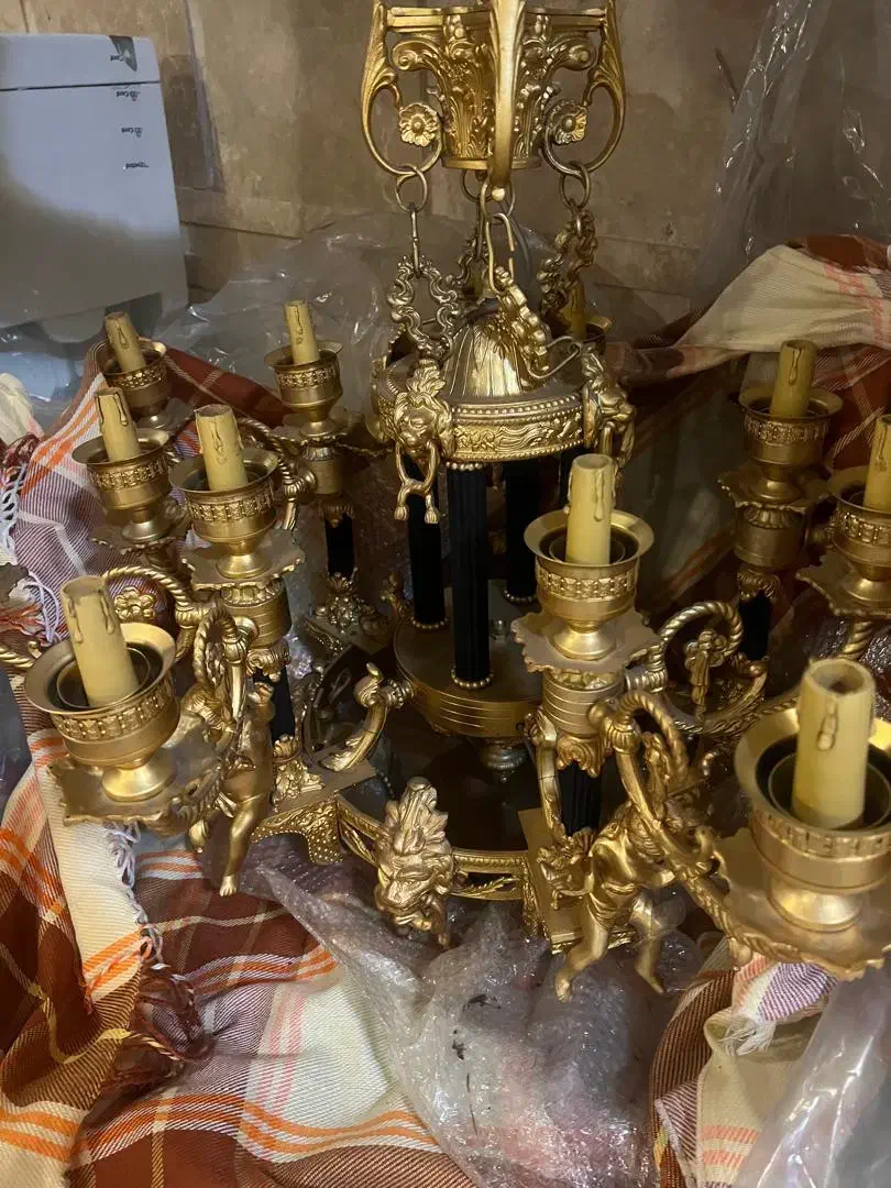 لوستر تمام برنز مدل امپریال ۱۵ شاخه با لاله اشک|لوستر و چراغ آویز|تهران, هروی|دیوار