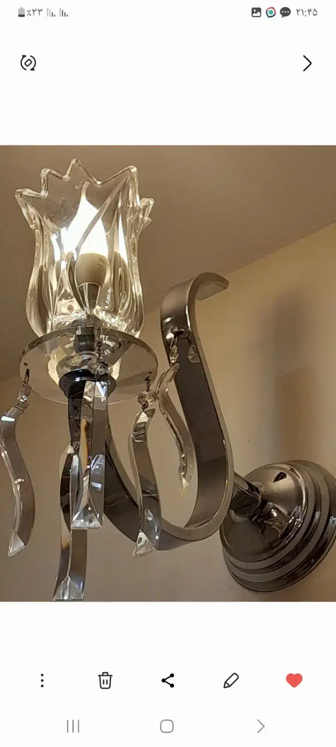 جفت لوستر نقره ای و دیوارکوب مناسب جهیزیه|لوستر و چراغ آویز|تهران, ظفر|دیوار