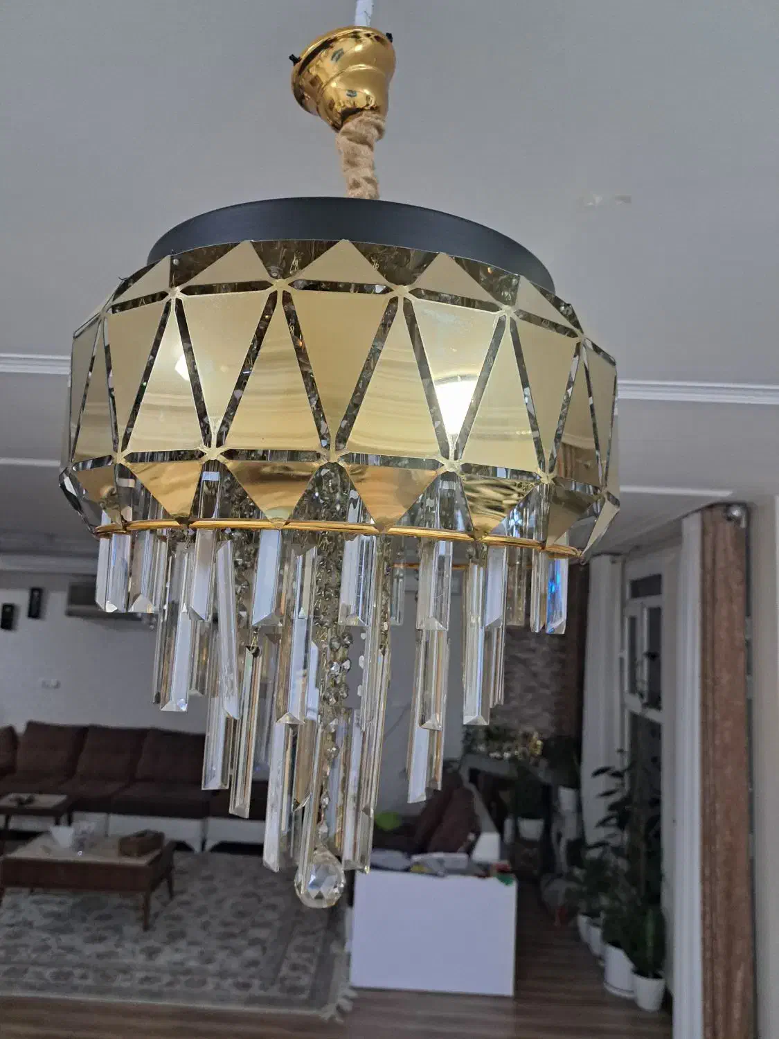 سه عددلوستر آویز کریستال شامپاینی|لوستر و چراغ آویز|اهواز, کیانپارس |دیوار