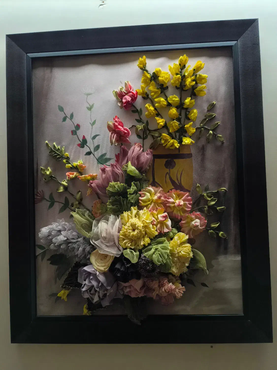 قاب روبان دوزی شده با قاب چوبی|تابلو، نقاشی، عکس|اصفهان, جلفا|دیوار