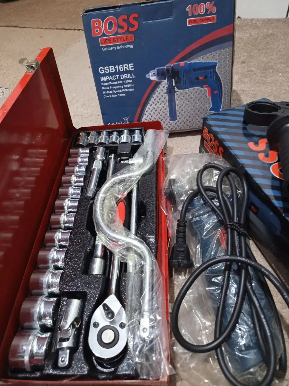 سنگ فرز و دریل و جعبه بکس اچار اصلی|ابزارآلات|فسا, |دیوار