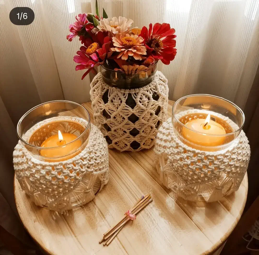 جاگلدانی/جاشمعی/مکرومه/صنایع دستی|صنایع دستی و سایر لوازم تزئینی|تهران, ابوذر|دیوار