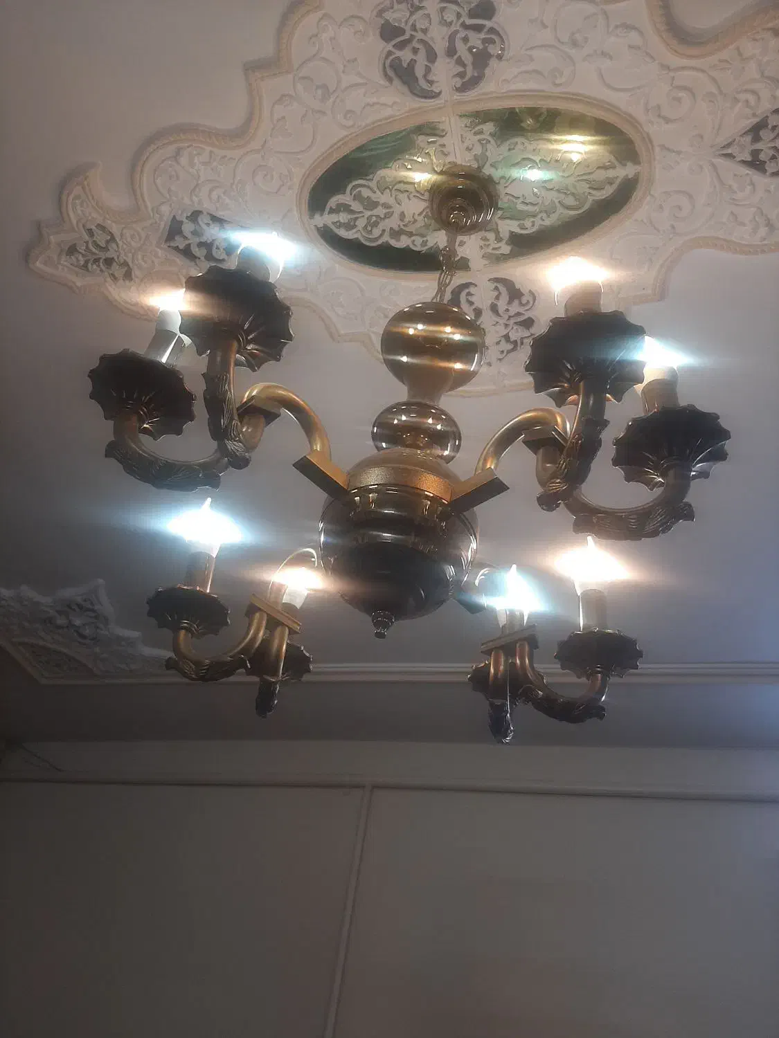 ۴ تا لوستر برنزی چشمه نور آنتیک+هدیه|لوستر و چراغ آویز|ابهر, |دیوار