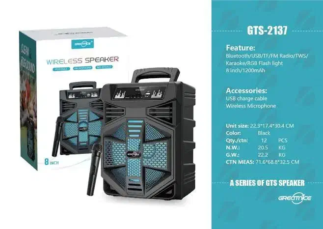 اسپیکر بلوتوثی GTS 2137 با میکروفون بیسیم|سیستم صوتی خانگی|اصفهان, همت‌آباد|دیوار