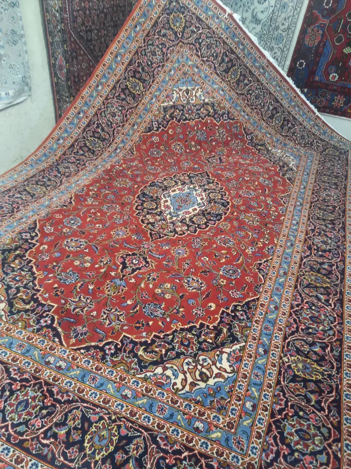 یک جفت فرش دستباف ۶ متری کاشان پشم کرک|فرش|کرج, برغان|دیوار