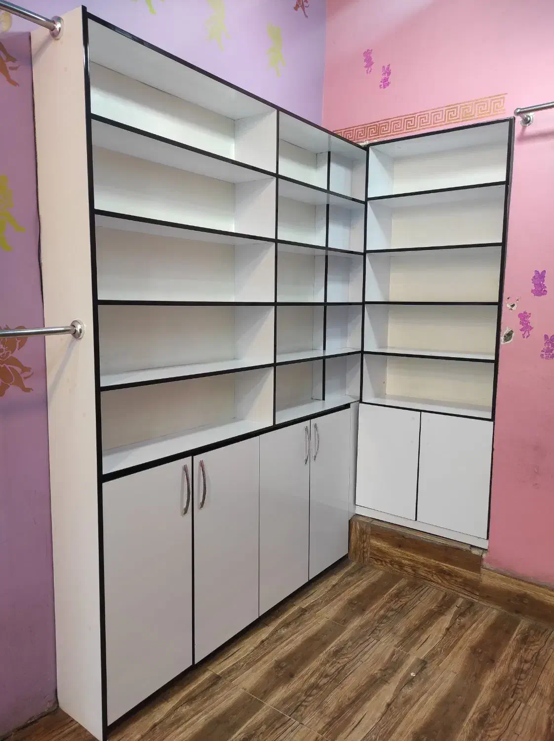 قفسه تمام ام دی اف سفید|کتابخانه، شلف، قفسههای دیواری|چالوس, |دیوار