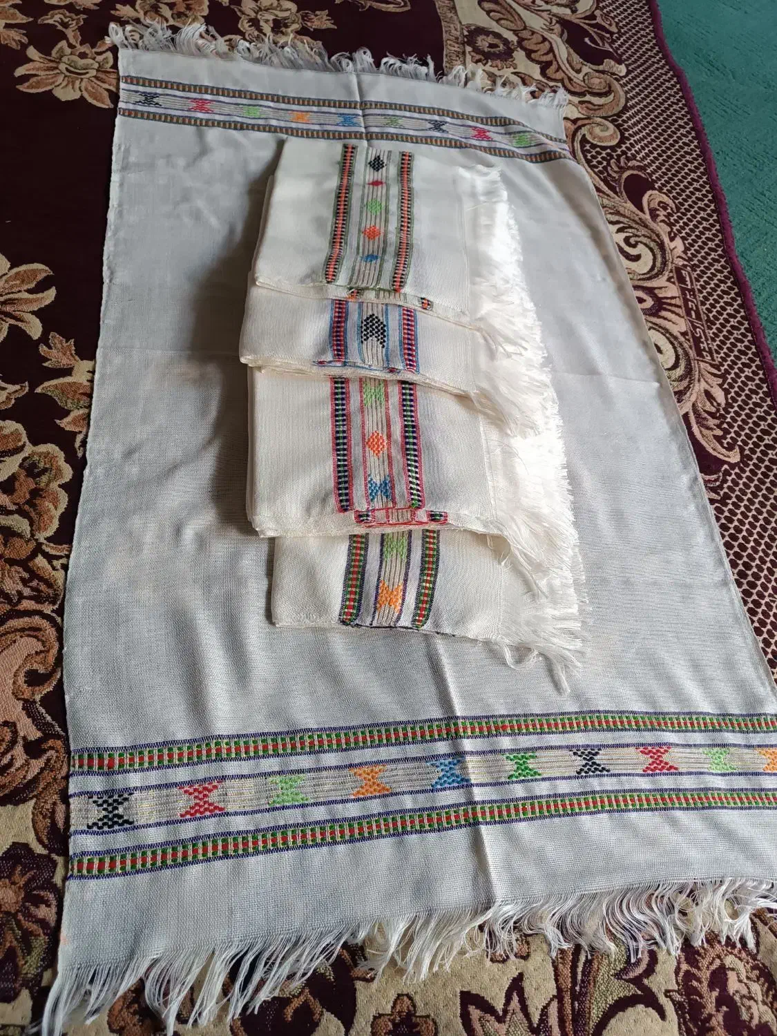 انواع حوله دست بافت سنتی|سفره، حوله، دستمال آشپزخانه|سمنان, |دیوار