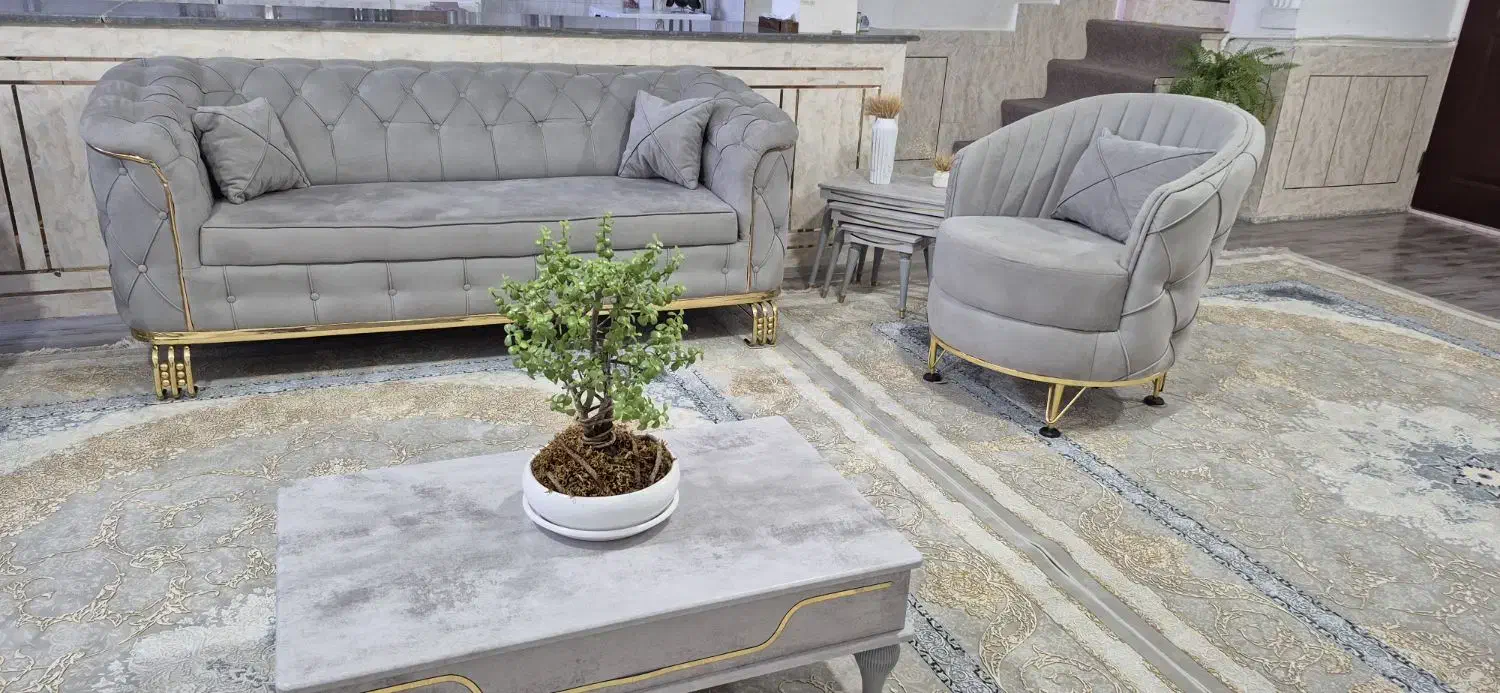 یک دست مبل ۸ نفره با جلو مبلی و عسلی|مبلمان خانگی و میز عسلی|خرم‌آباد, |دیوار