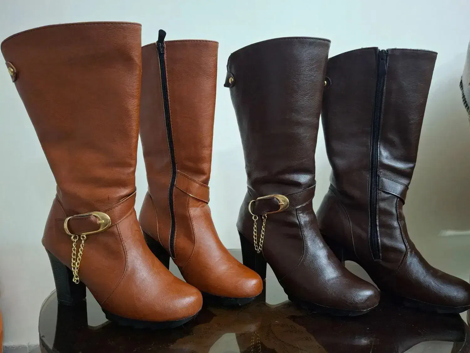 2جفت چکمه چرم قهوه ای و عسلی سایز 38|کیف، کفش، کمربند|تهران, باغ فیض|دیوار