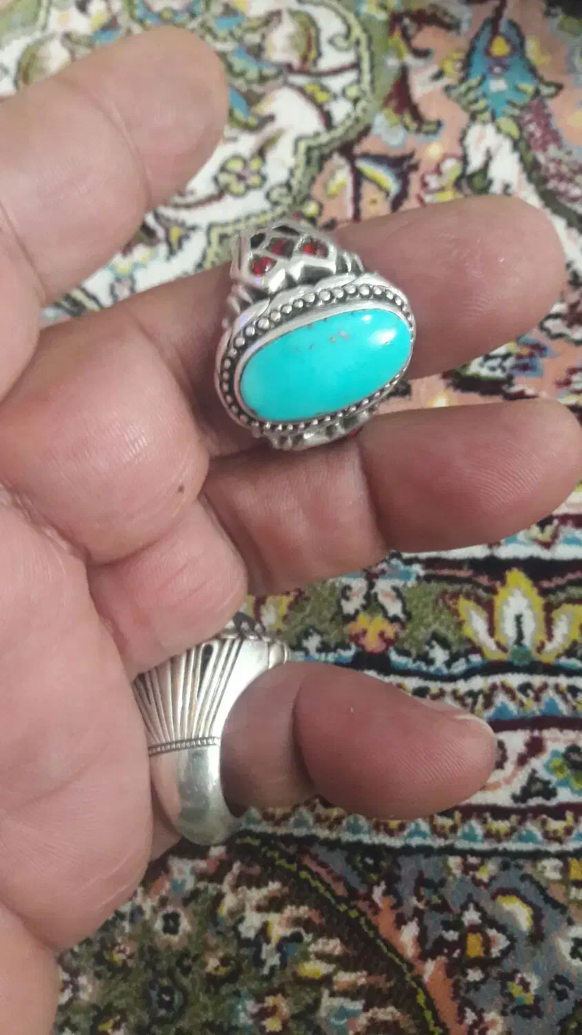 یک عدد انگشتر فیروزه ۲۰گرم وزنه فیروزه اصل|جواهرات|نقده, |دیوار