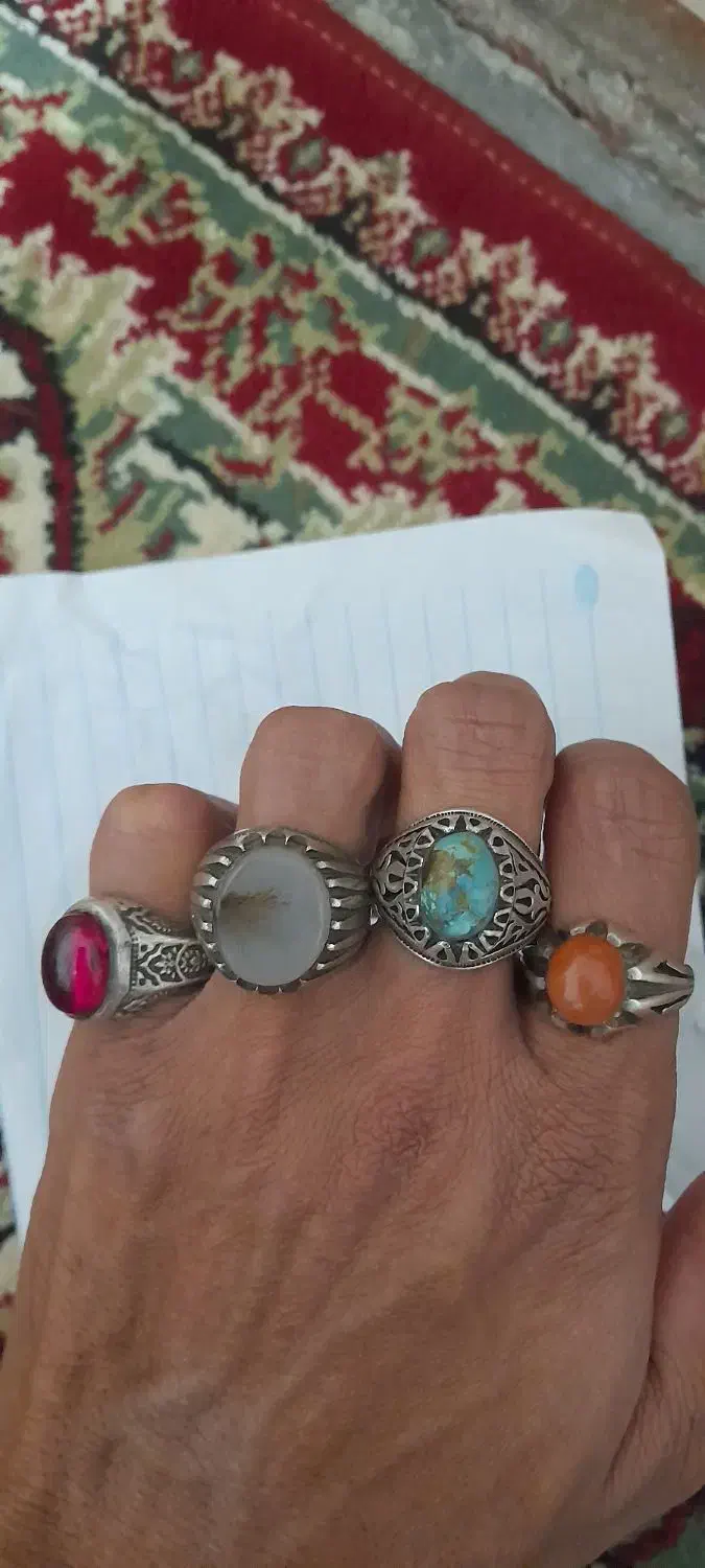 چهارعددانگشترنقره|جواهرات|خواجه, |دیوار