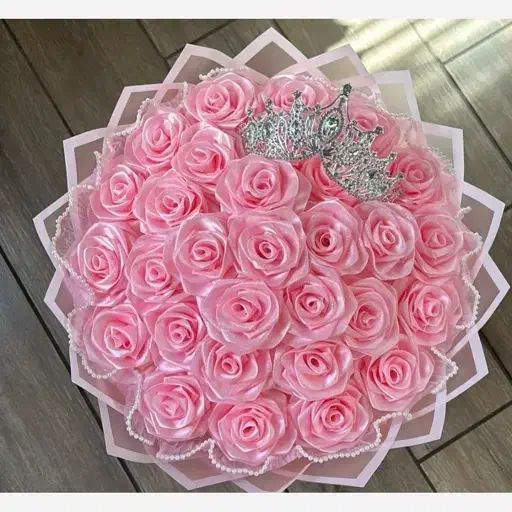 دسته گل رز روبانی با رنگ و تعداد شاخه دلخواه|گل مصنوعی|ازنا, |دیوار