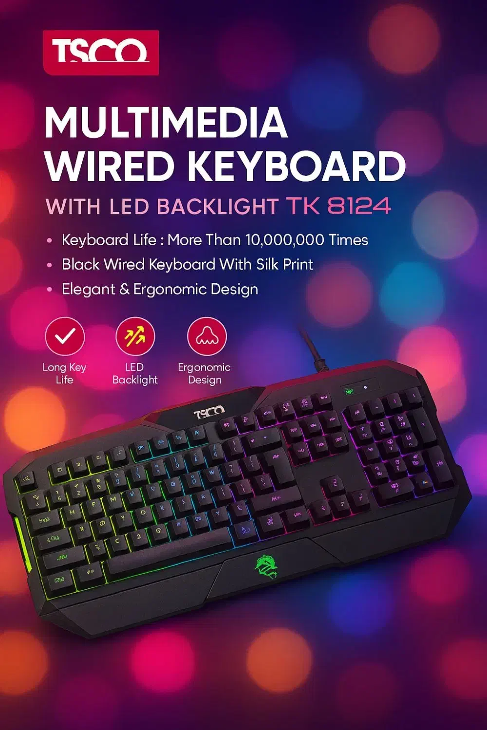 کیبورد گیمینگ تسکو TK 8124 با RGB و گارانتی|قطعات و لوازم جانبی رایانه|کازرون, |دیوار