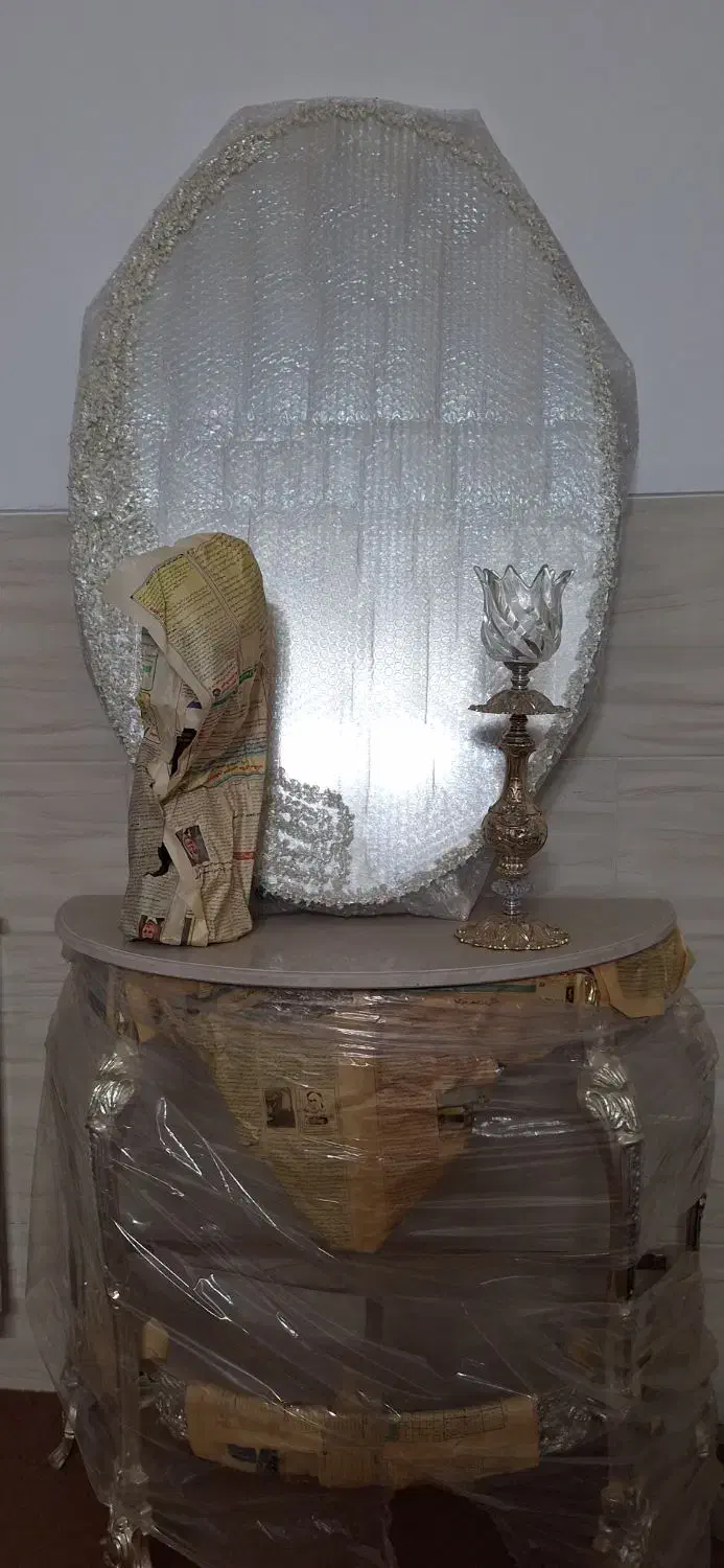 آینه و شمعدان نقره ای نو|صنایع دستی و سایر لوازم تزئینی|حمیدیا, |دیوار