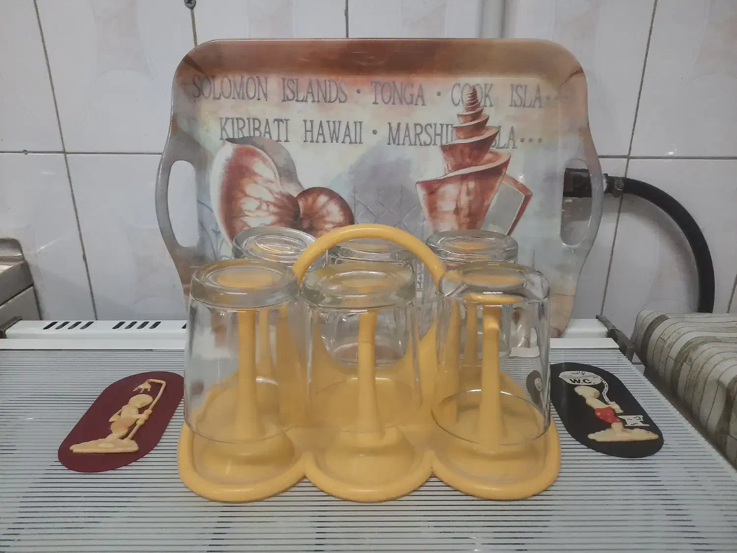 سری ۶ تایی لیوان و جالیوانی، با سینی طرح صدف.|ظروف سرو و پذیرایی|تهران, جیحون|دیوار