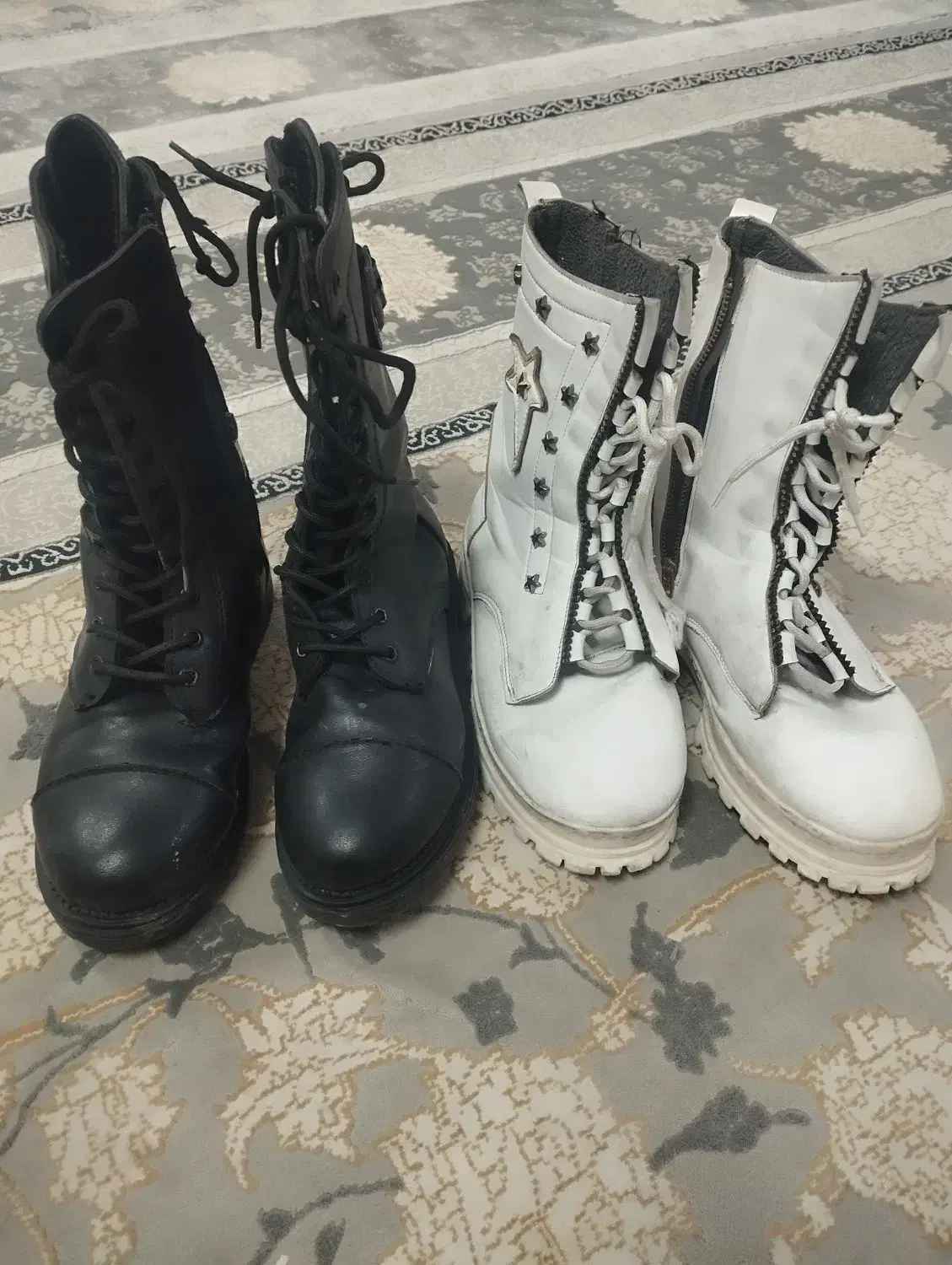 ۲عدد بوت سفید و مشکی کاملاً سالم|کیف، کفش، کمربند|قم, کلهری|دیوار