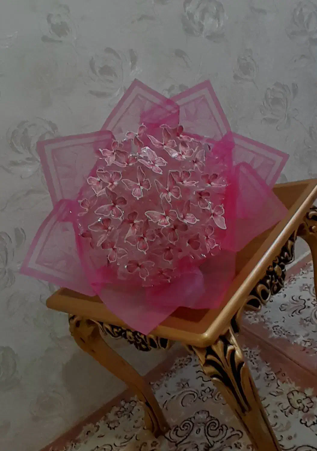 گل پروانه ای خیلی زیبا رنگ صورتی|گل مصنوعی|خوی, |دیوار