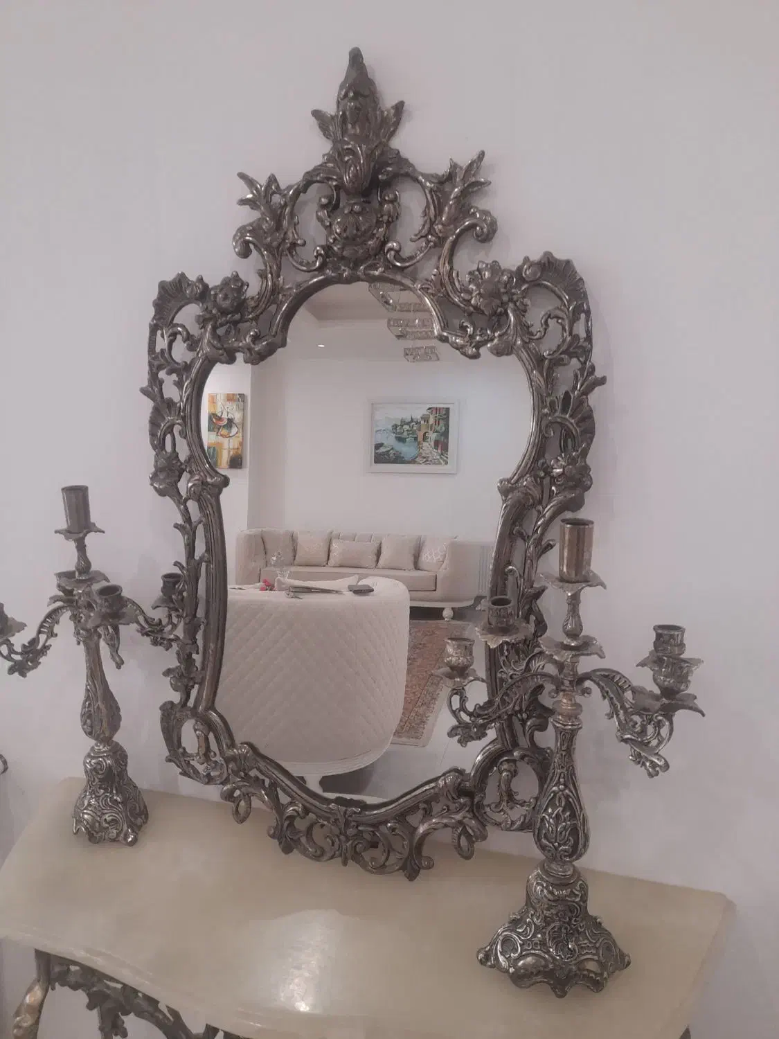 آینه وشمعدان ومیز کنسول|بوفه، ویترین، کنسول|گرگان, |دیوار