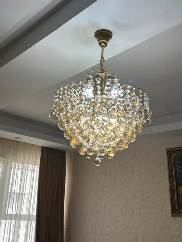لوستر کریستال ابکاری طلا کاملا نو و سالم|لوستر و چراغ آویز|تهران, علم و صنعت|دیوار
