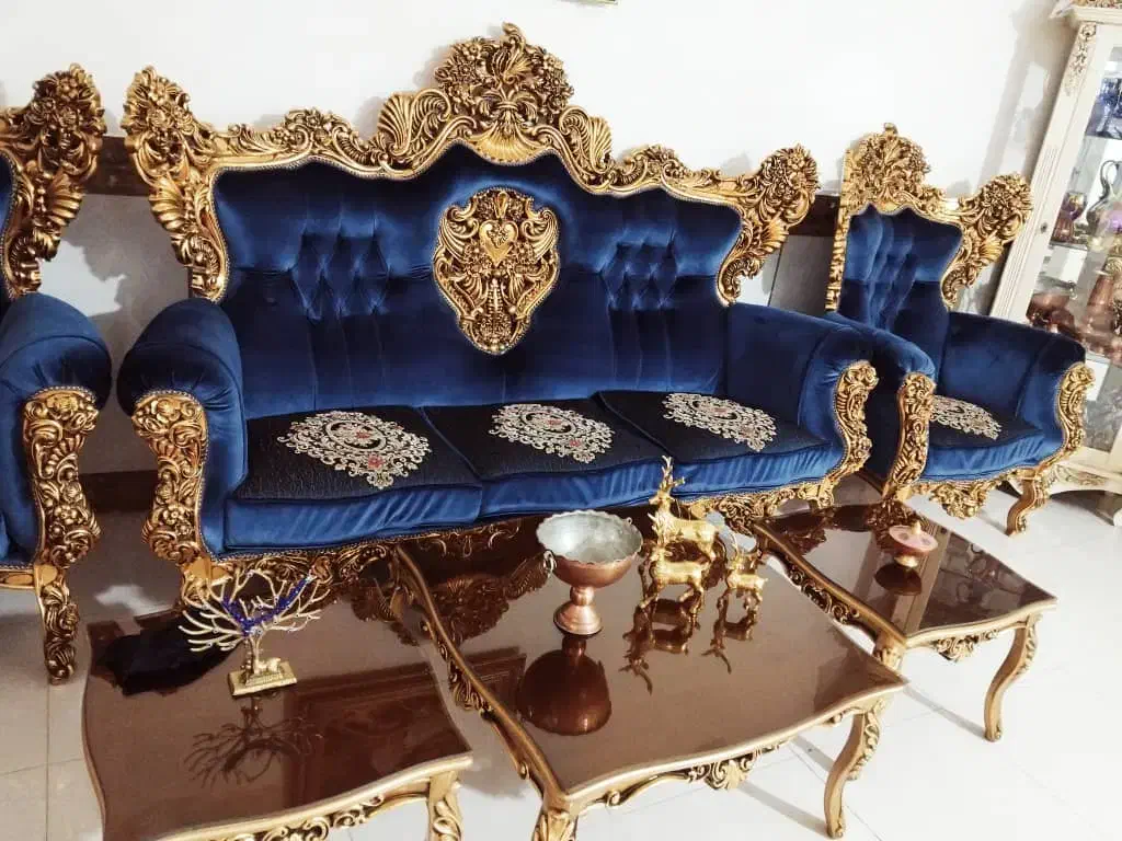 مبل سلطنتی تمام چوب راش پرمنبت ورق طلامبل چستر|مبلمان خانگی و میز عسلی|بروجرد, |دیوار