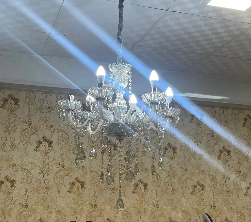 لوستر ۶ شاخه شیشه ای|لوستر و چراغ آویز|ایلام, |دیوار