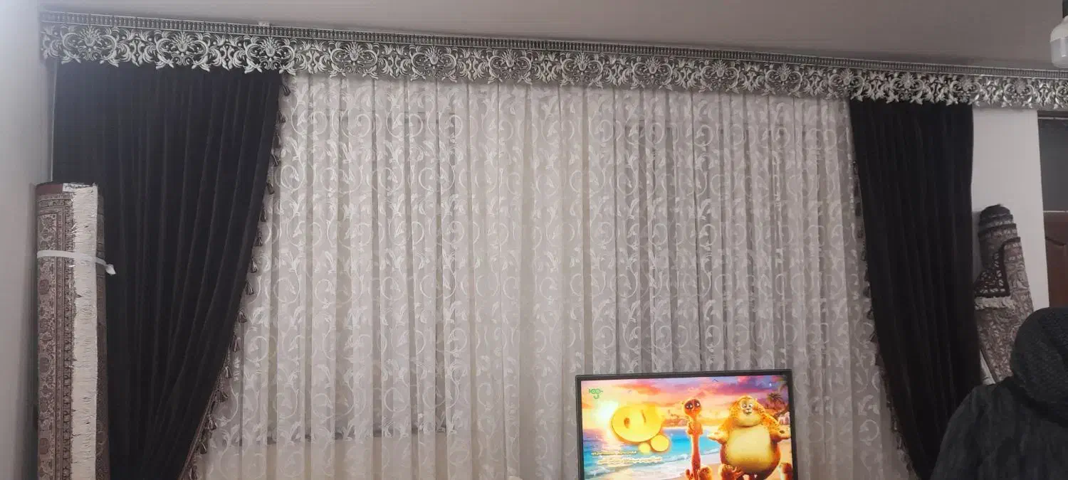 پرده توری با دو عدد والان|پرده، رانر، رومیزی|اردبیل, |دیوار