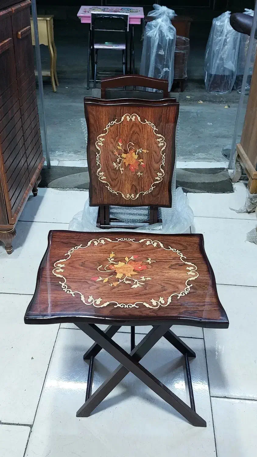 میز پذیرایی ۴ تایی تاشو،چوب MDF براق ضد خش|مبلمان خانگی و میز عسلی|لاهیجان, طالقانی|دیوار