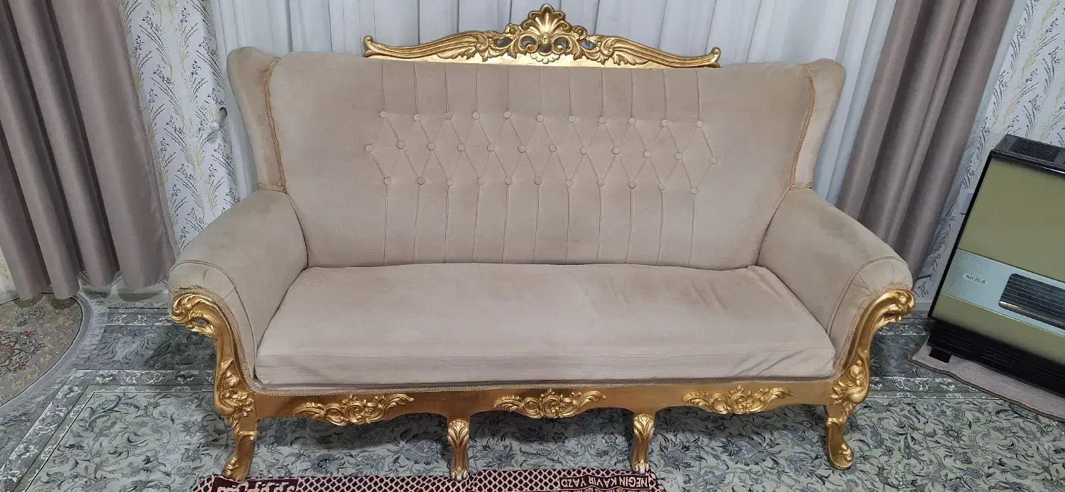 مبلمان هفت‌نفره سلطنتی با جلو‌مبلی و عسلی|مبلمان خانگی و میز عسلی|کرمانشاه, |دیوار