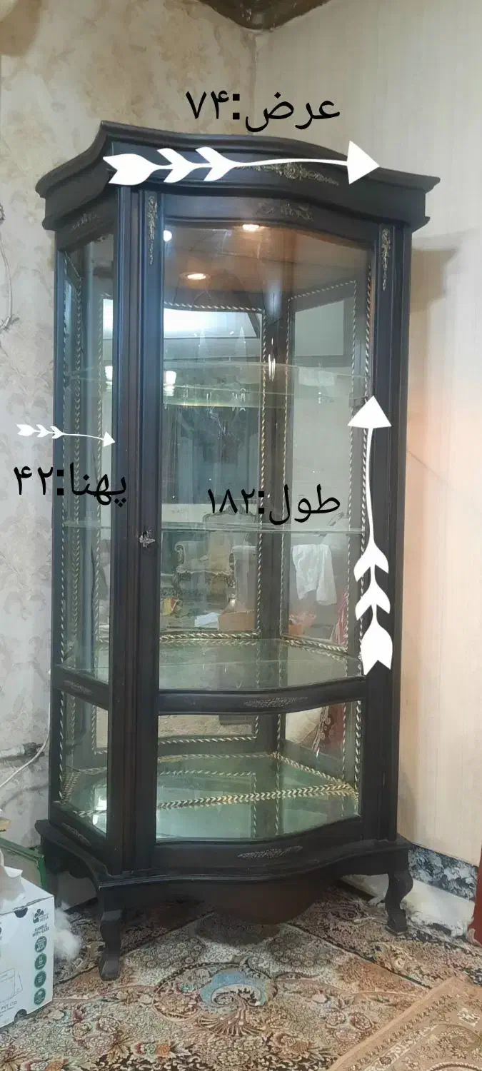 بوفه سالم داخل ایینه|بوفه، ویترین، کنسول|ساری, |دیوار