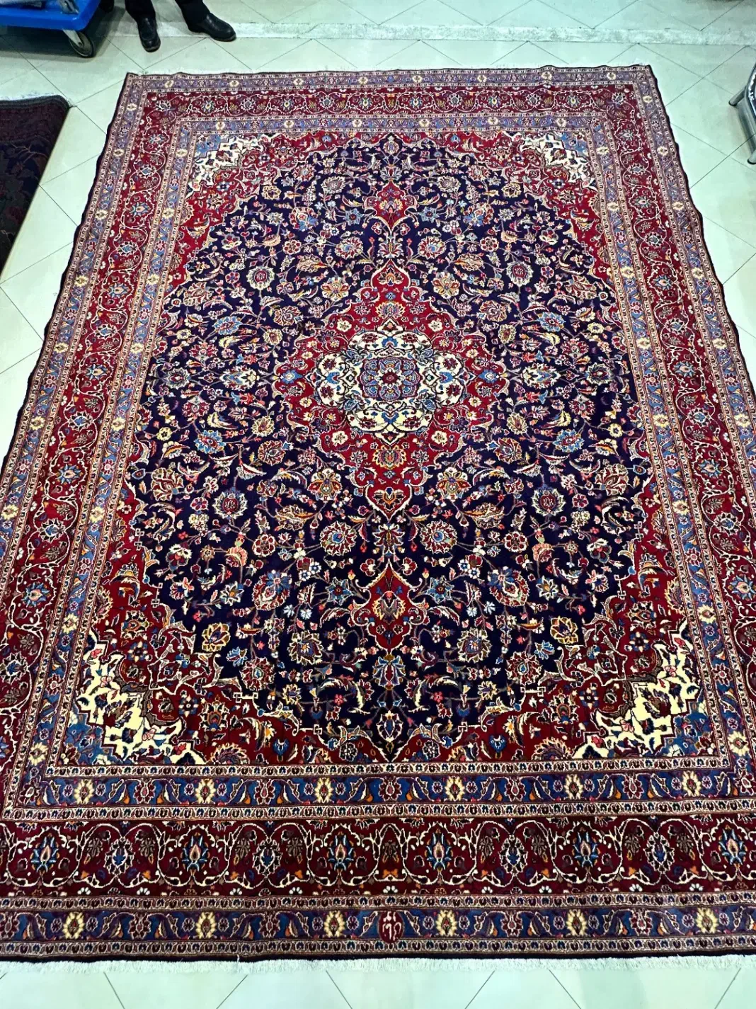 فرش دستبافت 12متری کف سرمه ای اعلا مشهد|فرش|مشهد, بهشت|دیوار