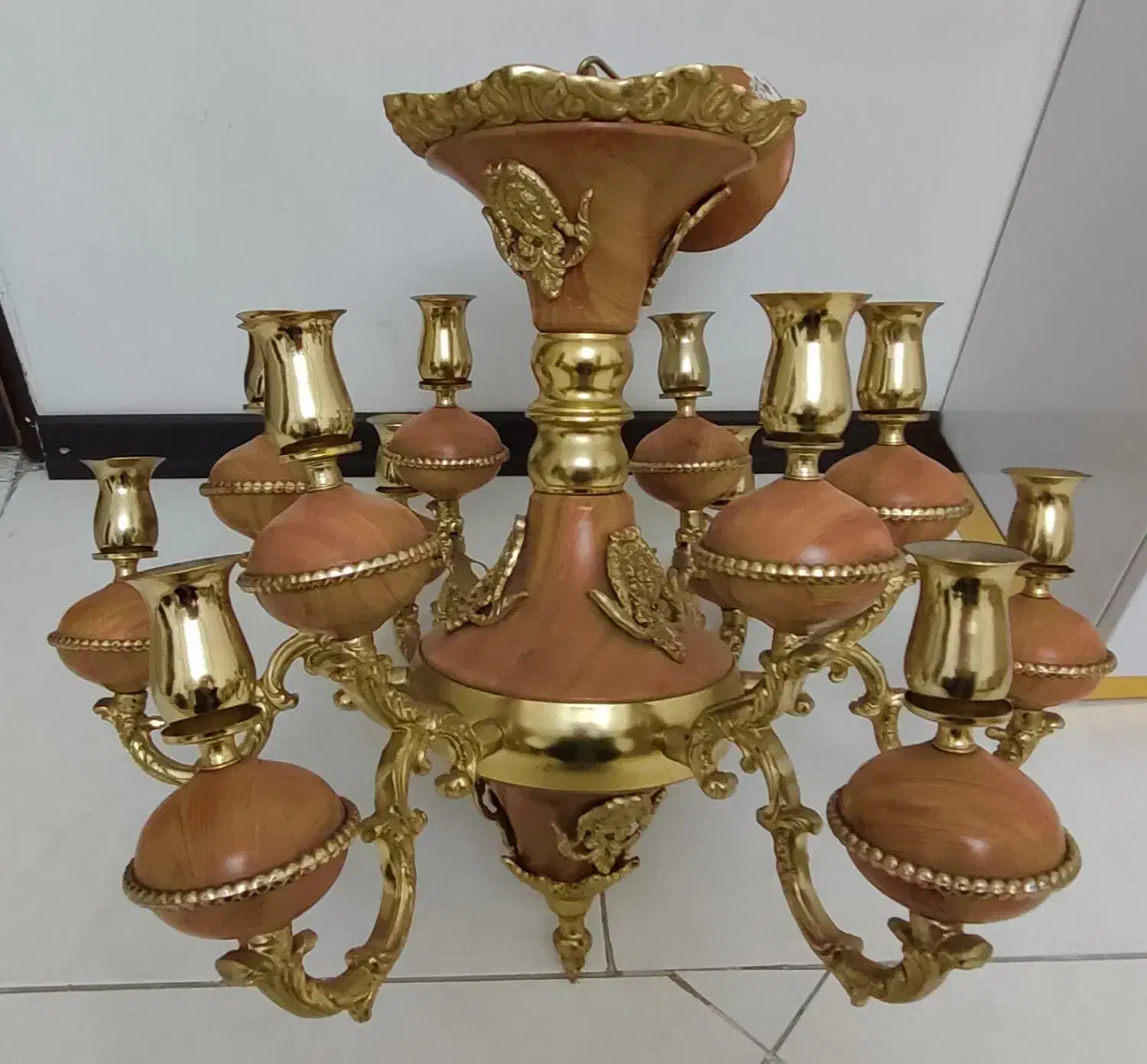 لوستر برنجی سنگین جفت فروش فوری|لوستر و چراغ آویز|ماهدشت, |دیوار