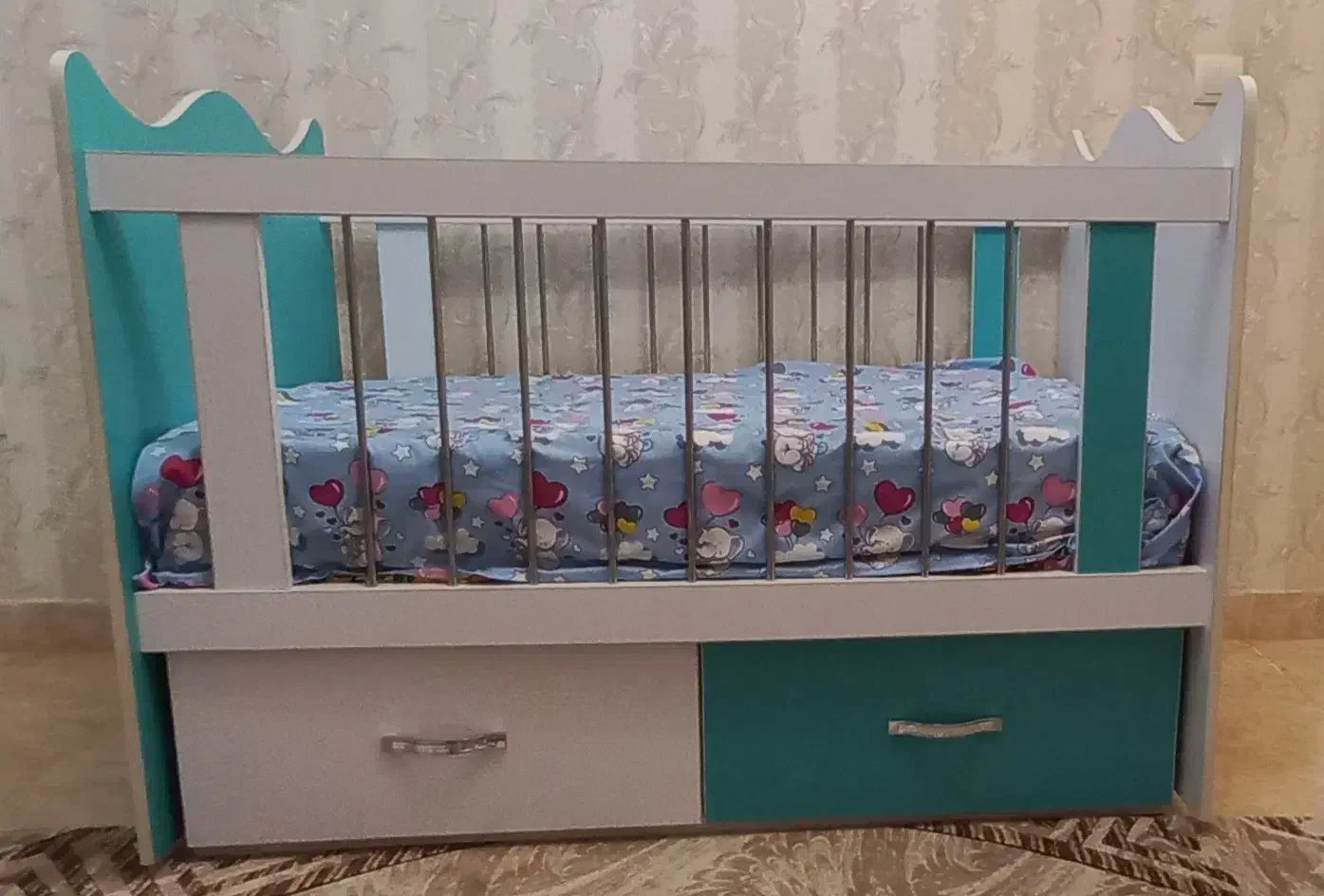 تخت گهواری کودک با تشک رویال|تخت و سرویس خواب|آستارا, |دیوار