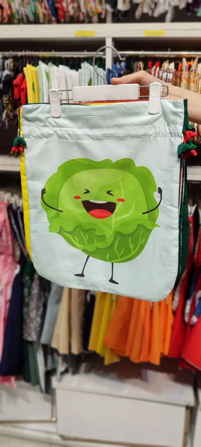 کیسه سبزی آتشاب، طرح سبزیجات خندان، تک و عمده|سفره، حوله، دستمال آشپزخانه|تهران, بازار|دیوار