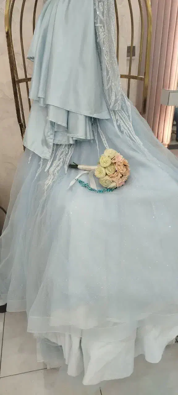 لباس عروس آبی رنگ با ریفون ۵فنره|لباس|قم, نیروگاه|دیوار