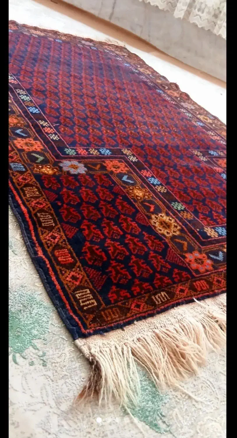 قالیچه دستباف بلوچ 1 در 1.50 سالم چله پشم سالم|فرش|ری, منصوریه منگل|دیوار