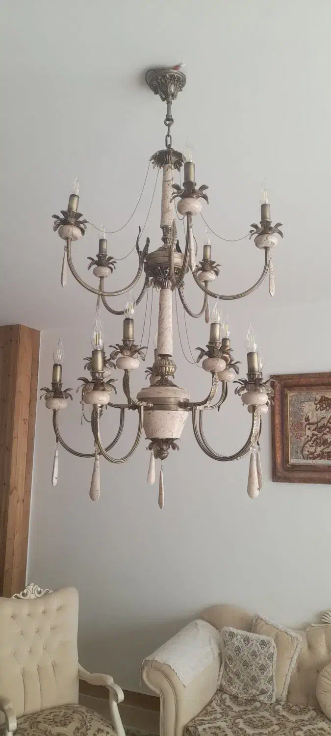 لوستر ۱۵ شعله|لوستر و چراغ آویز|یزد, |دیوار