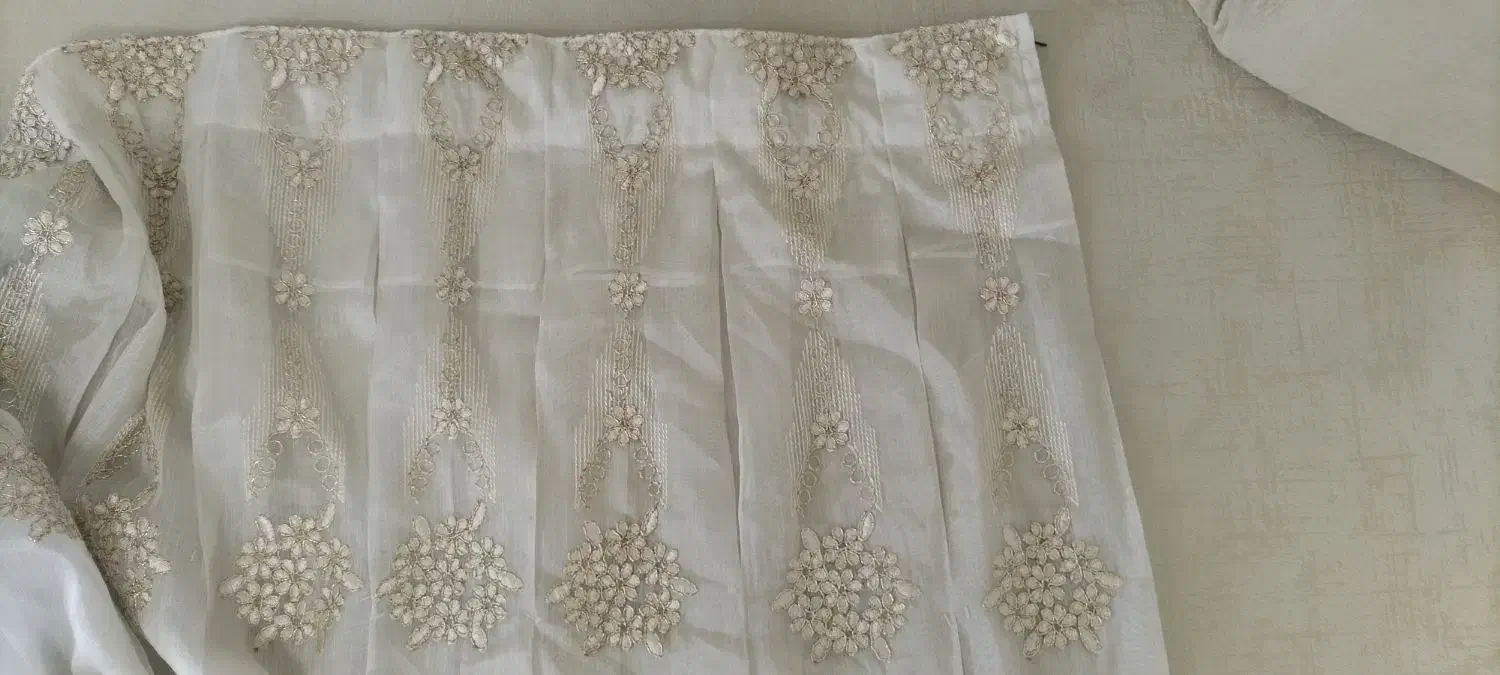 پرده حریر کتان گلدوزی ترک|پرده، رانر، رومیزی|یزد, |دیوار