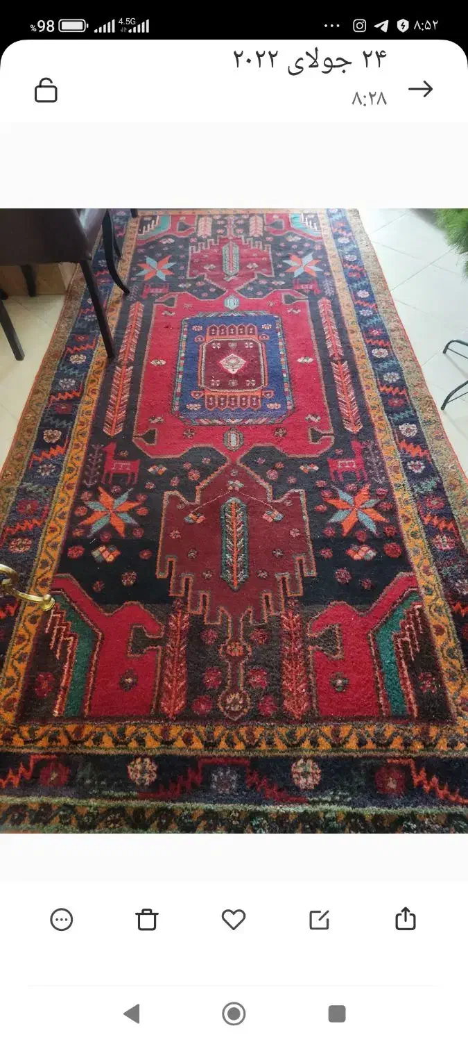 قالی دست بافت قدیمی|فرش|رودهن, |دیوار