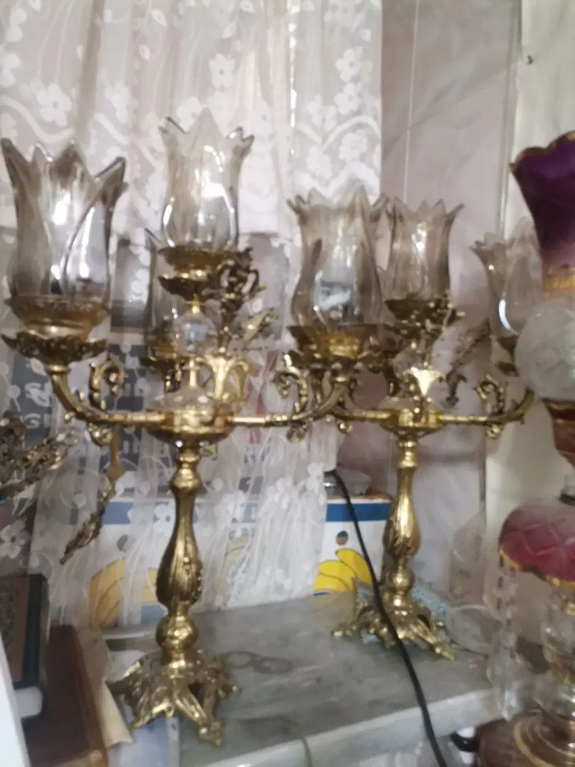 یه جفت شمعدان برنز|لوستر و چراغ آویز|قم, صفائیه|دیوار